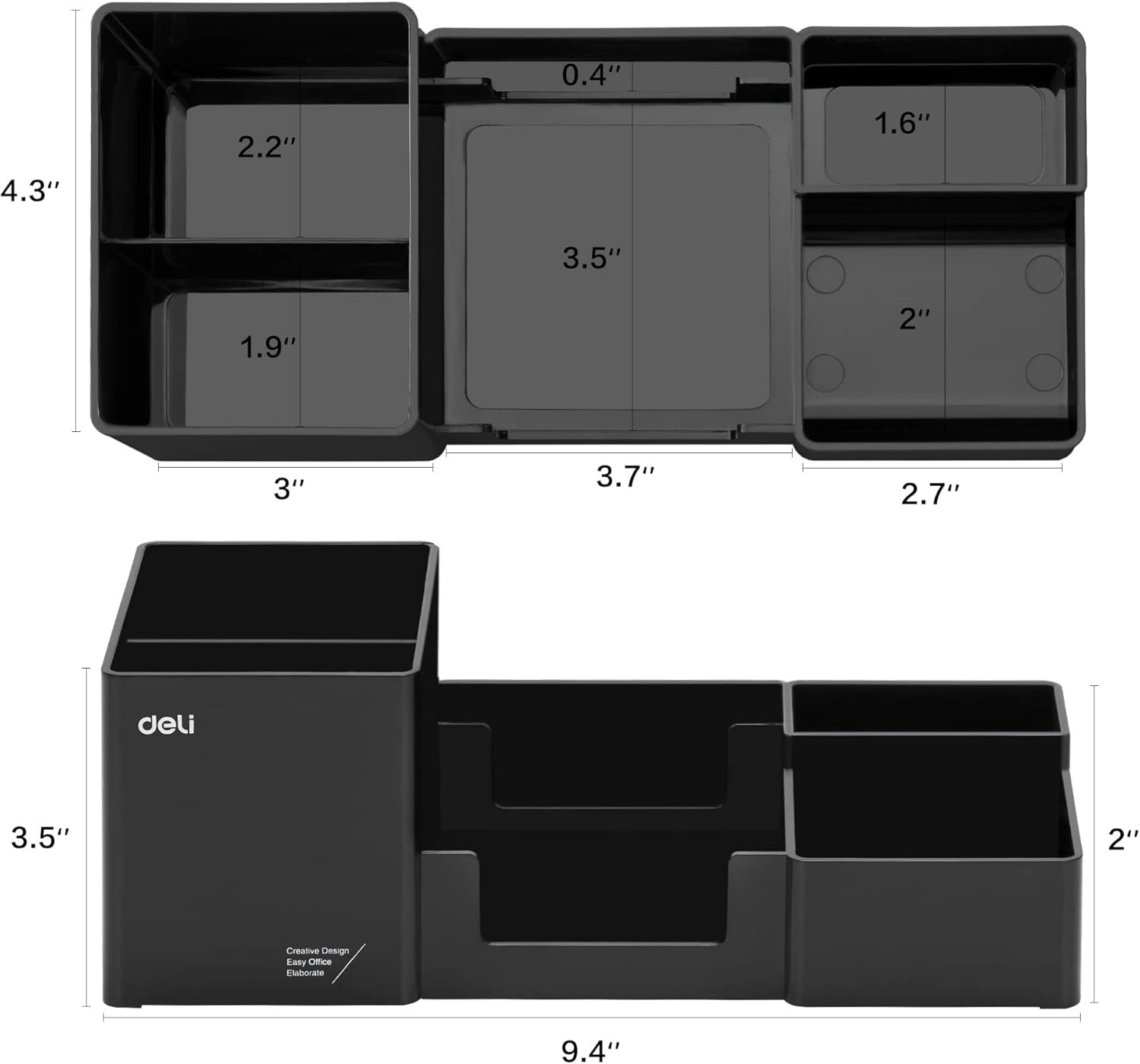 Desk Organizer, Plastic Desktop Organizer with Pencil Holder and Sticky Note Tra