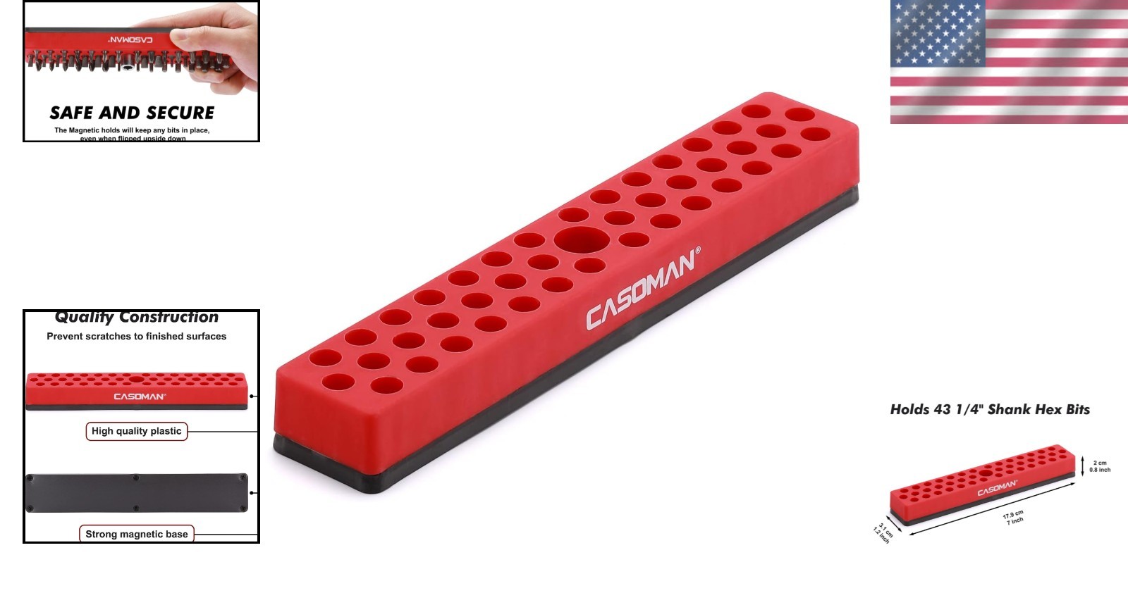 Durable Magnetic Bit Holder Organizing 43 1/4″ Hex Bits – Versatile & Efficient