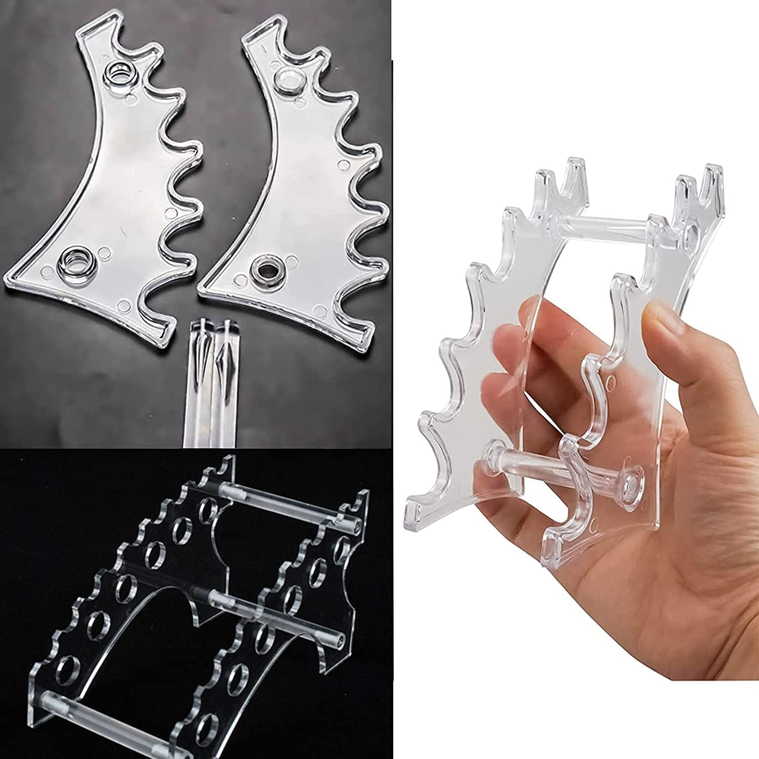 Plastic Pen Holder, Set of 4 Holder Display Stand 6-Slots Eyebrow Makeup Brush R