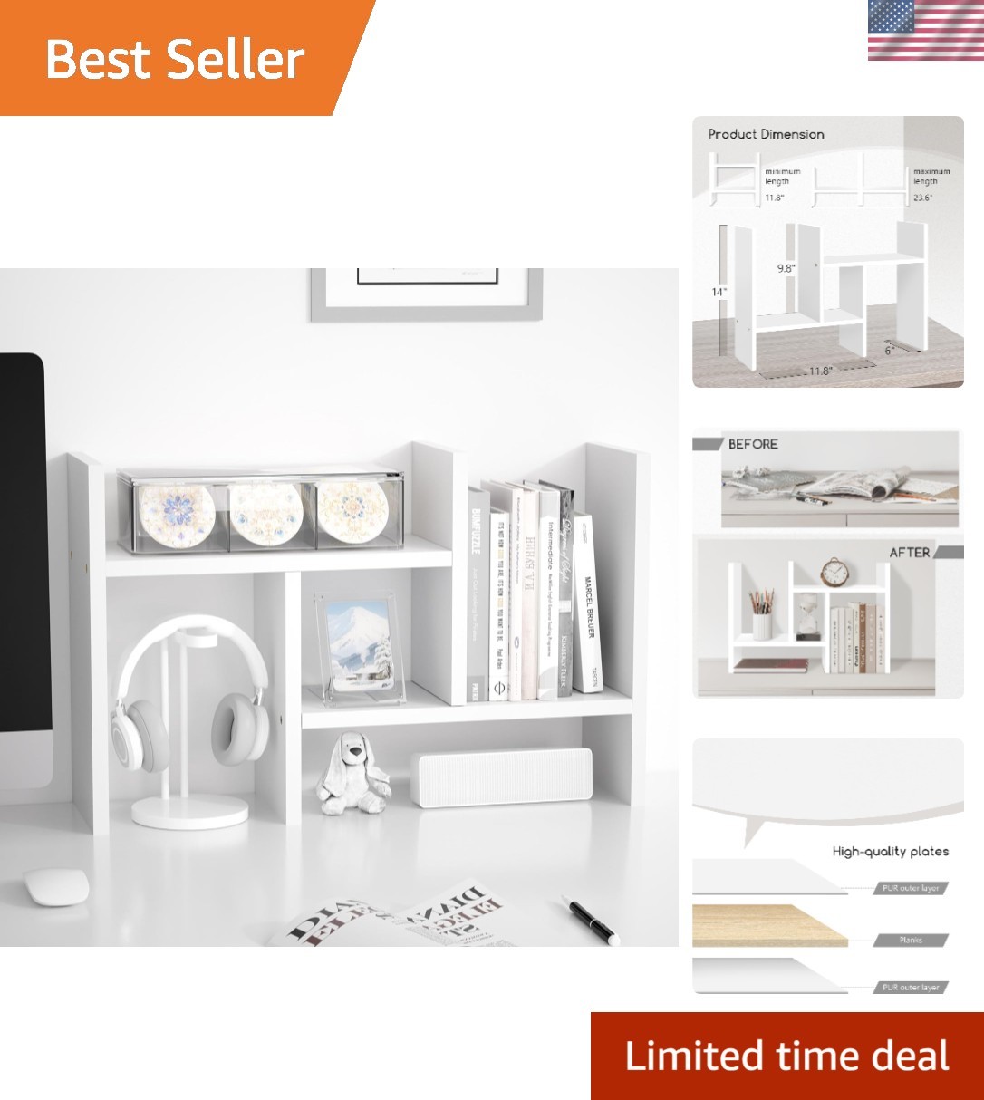 Stylish Art Deco Desktop Organizer – Lightweight & Adjustable Storage Solution