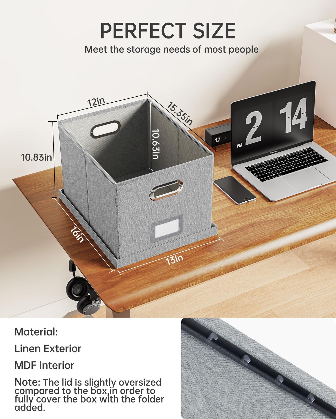 Oterri File Organizer, Box, Cabinet for Letter 1 pack, Gray