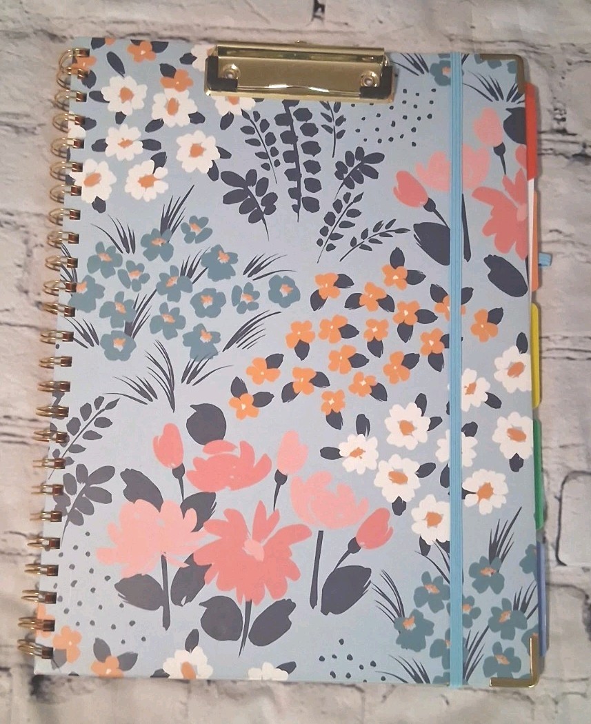 Floral Clipboard Portfolio & Spiral Organizer Notebook with Folders
