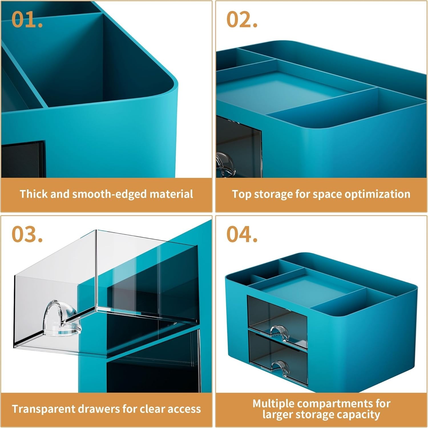 Pen Organizer with 2 Drawer, Multi-Functional Pencil Holder for Desk, Desk Organ