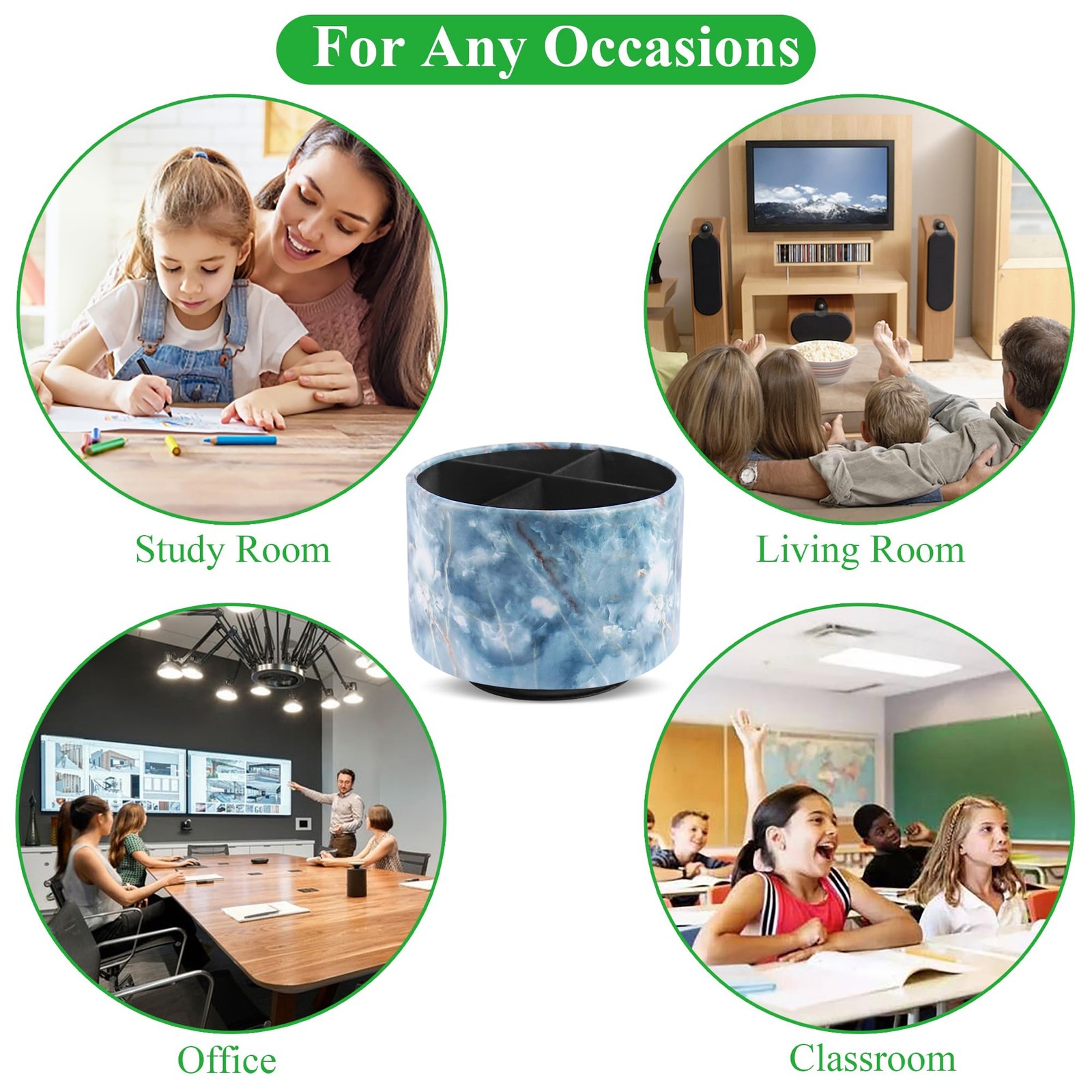 Round Leather Art Supply Organizer,Remote Control Holder,360-degree Rotating …