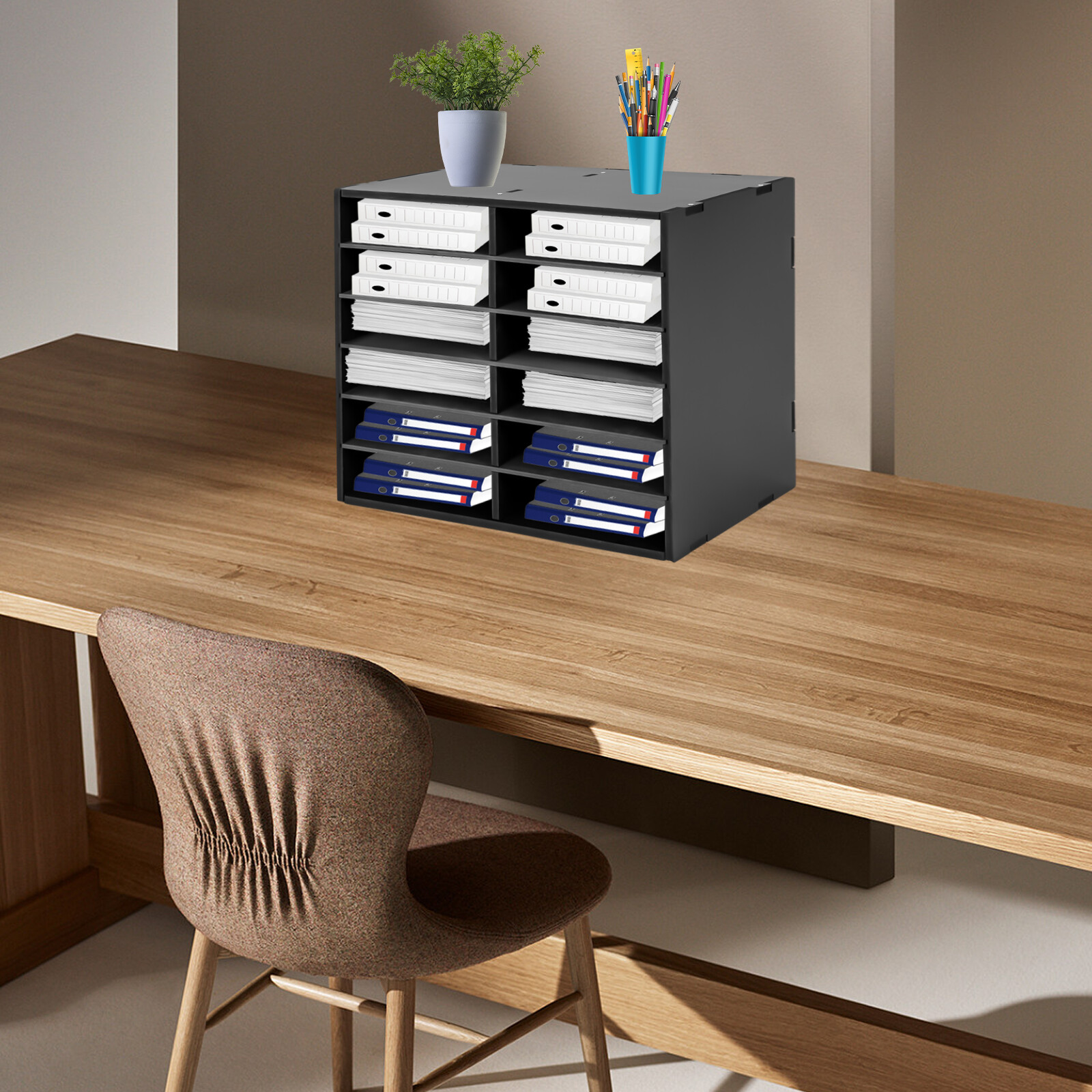 Large Capacity Literature Organizer Adjustable File Sorter Paper Storage Holder