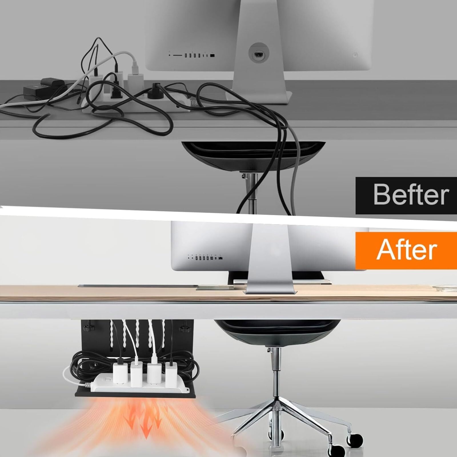 Desk Side Storage Under Desk Laptop Holder With Cable Management Tray 2 In 1 Ste