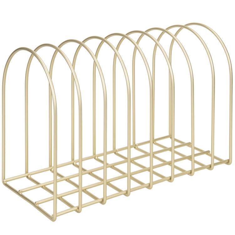 Brass Metal Wire File Folder Organizer Rack with 8-Slots and Arch Design