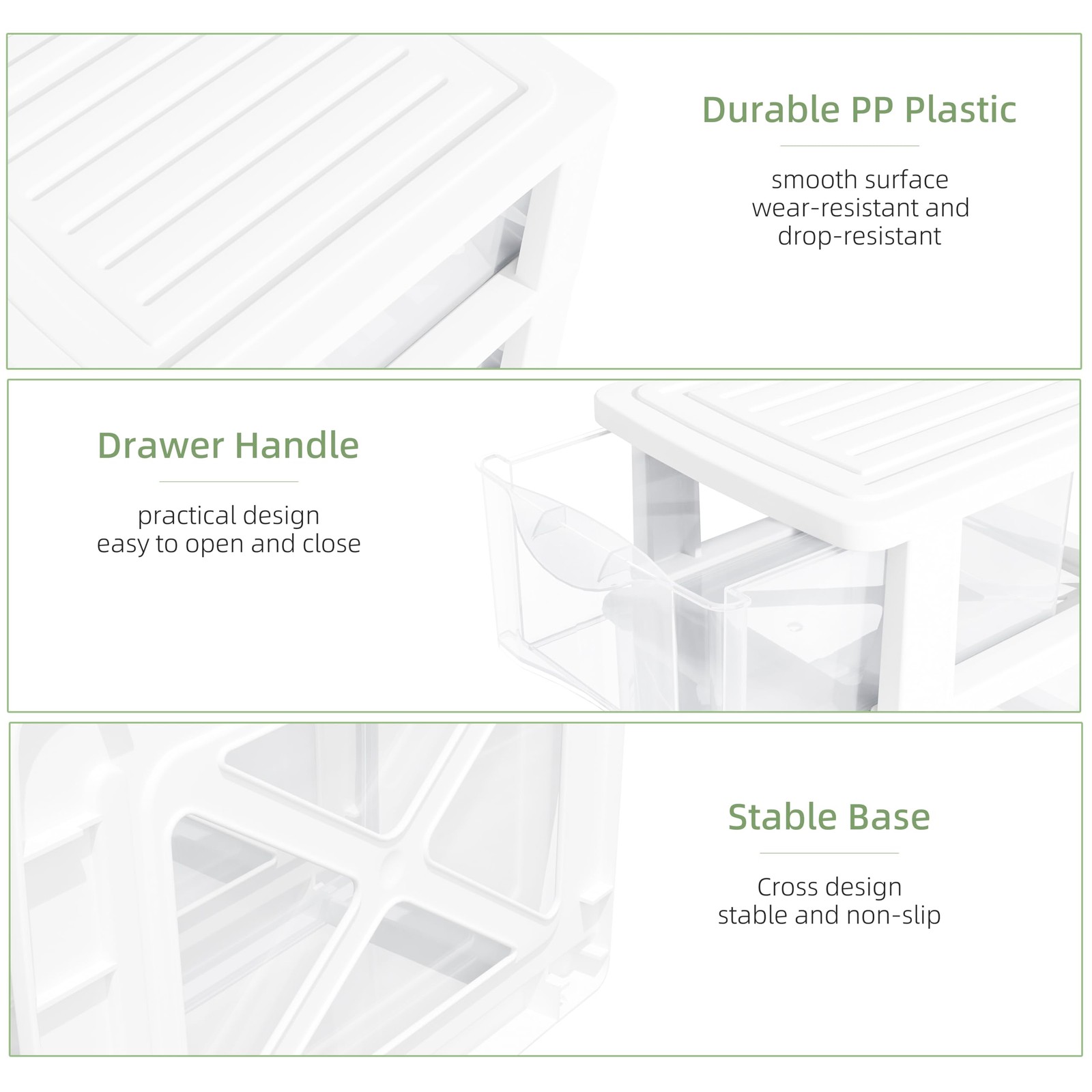 Gonice Small 3 Drawer Desktop Organizer, 2 Pack White Plastic Storage, Deskto…