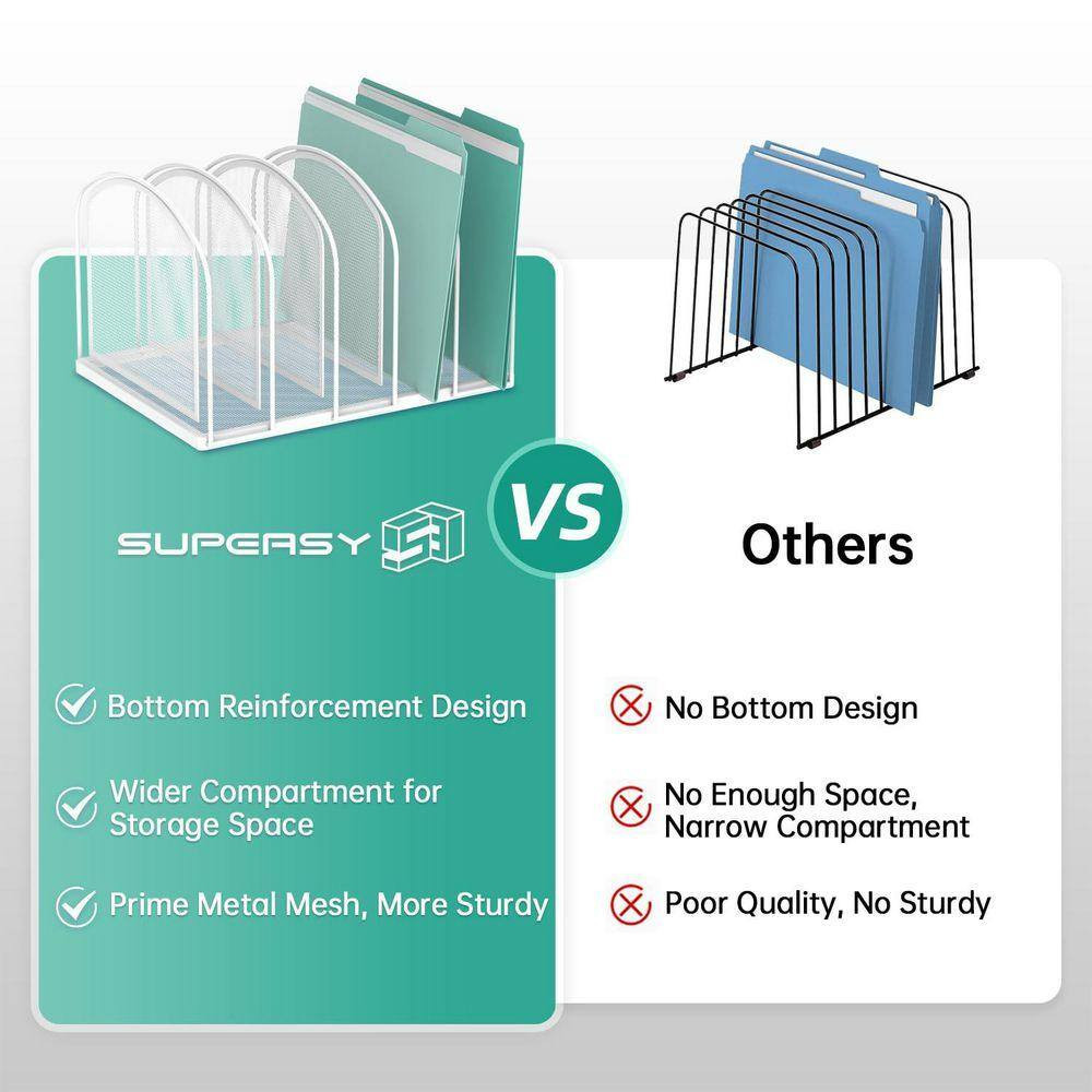 7.87 In. X 12.2 In. File Organizer for Desk, 5-Section Mesh Desk Organizer, Vert