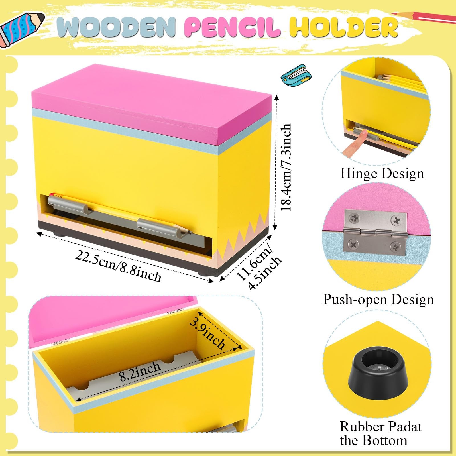 1 Pc Wooden Pencil Dispenser for Classroom Pastel Wood Pencils Holder for up …