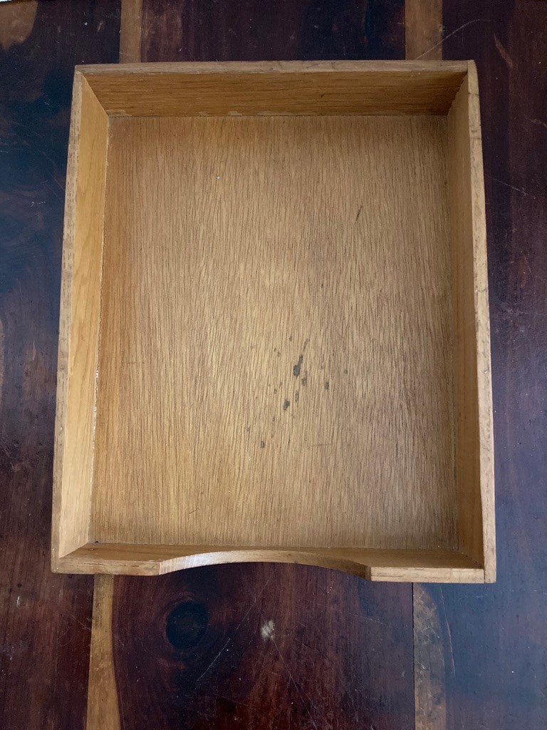 Vintage Hedges Files 1721 The Line Dovetail Oak Wooden Box Letter File Desk Tray