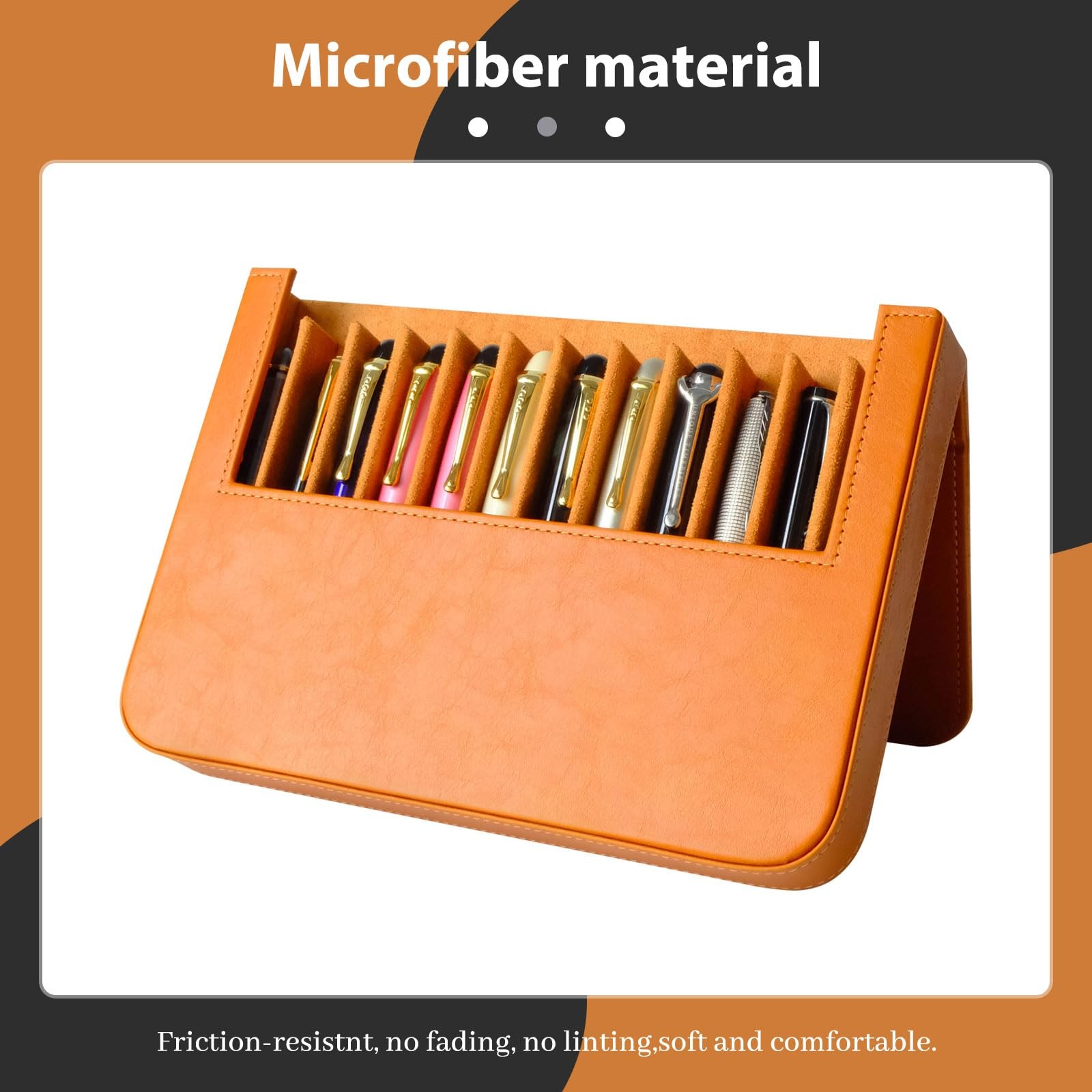 MIVLXLX Leather 12 Fountain Pen/Pencil Tray Case Organizer, 12 Slots, brown