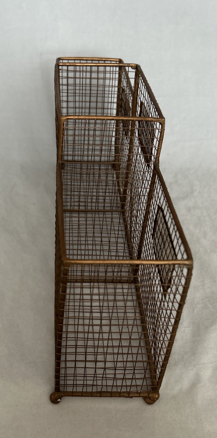 Gold Colored Desk Organizer 3 Compartment