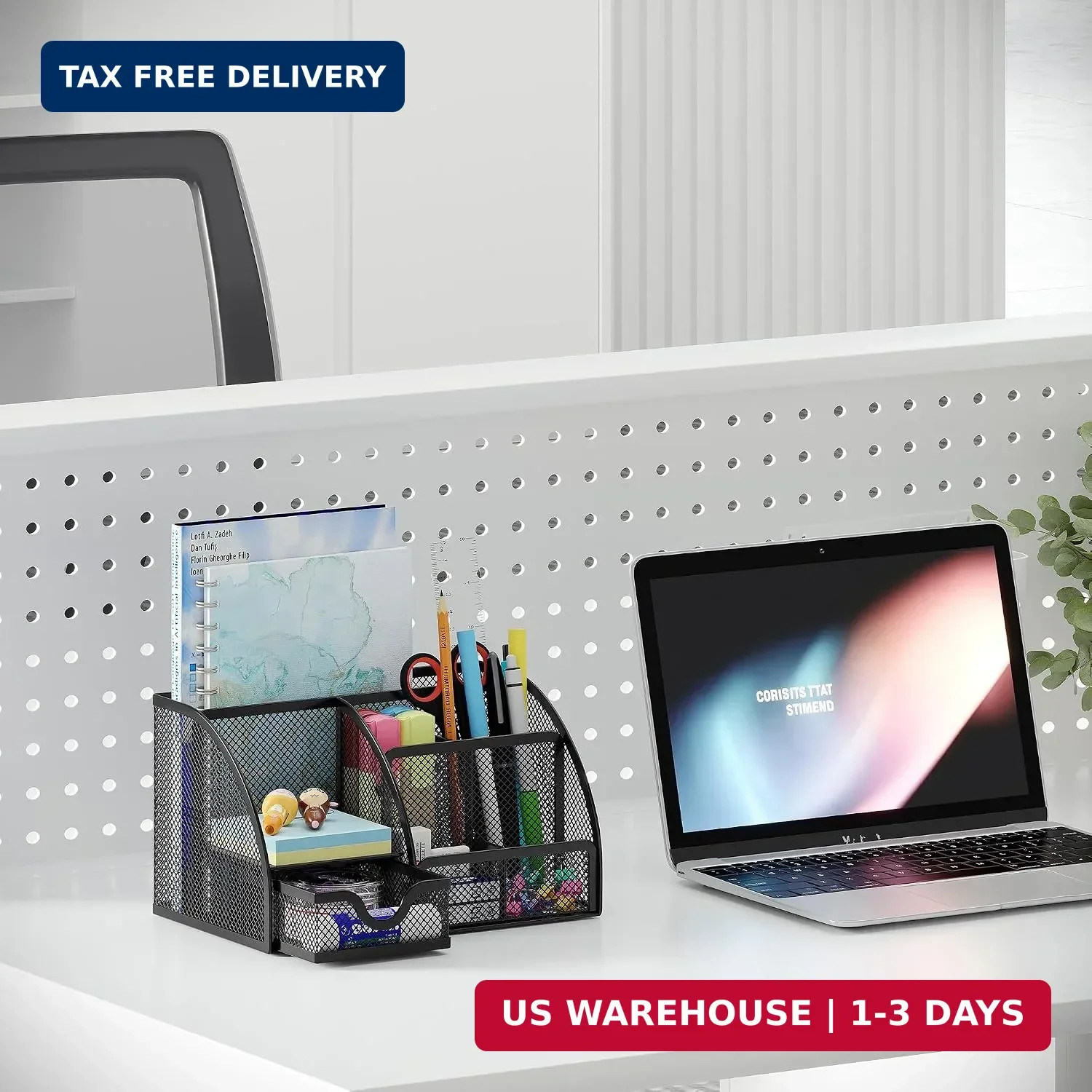 EasyPAG Mesh Desk Organizer with Drawer Multi-functional Pen Holder Stationery O