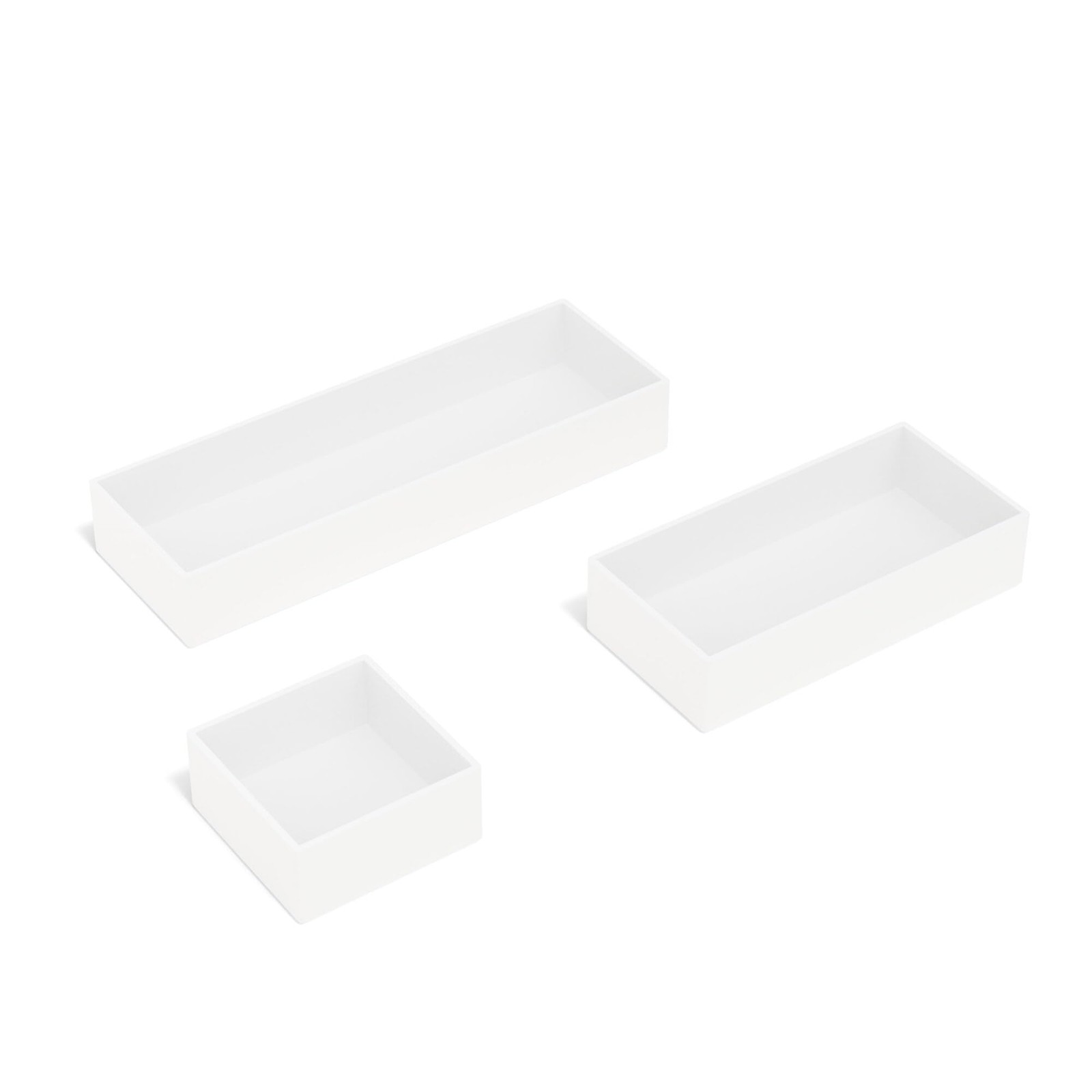 TRU RED Plastic Drawer Organizer Set, 3‑Piece, White, 9/Carton – White