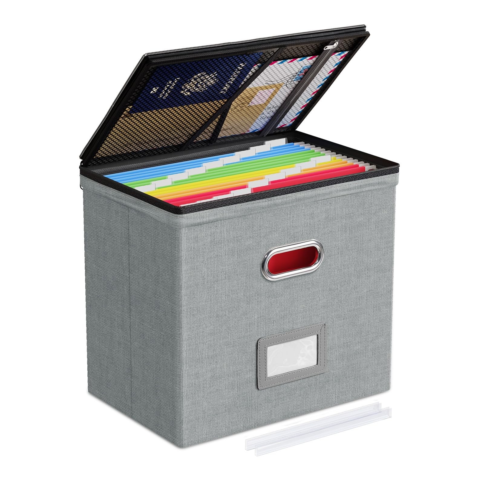 Oterri 1 Pack File Organizer Boxes with Small-1 Without Folders, Grey