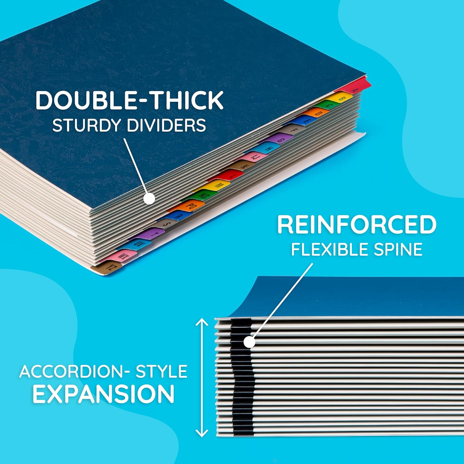 Expanding Desk File Sorter Organizer Letter Size with 20 A Z Dividers