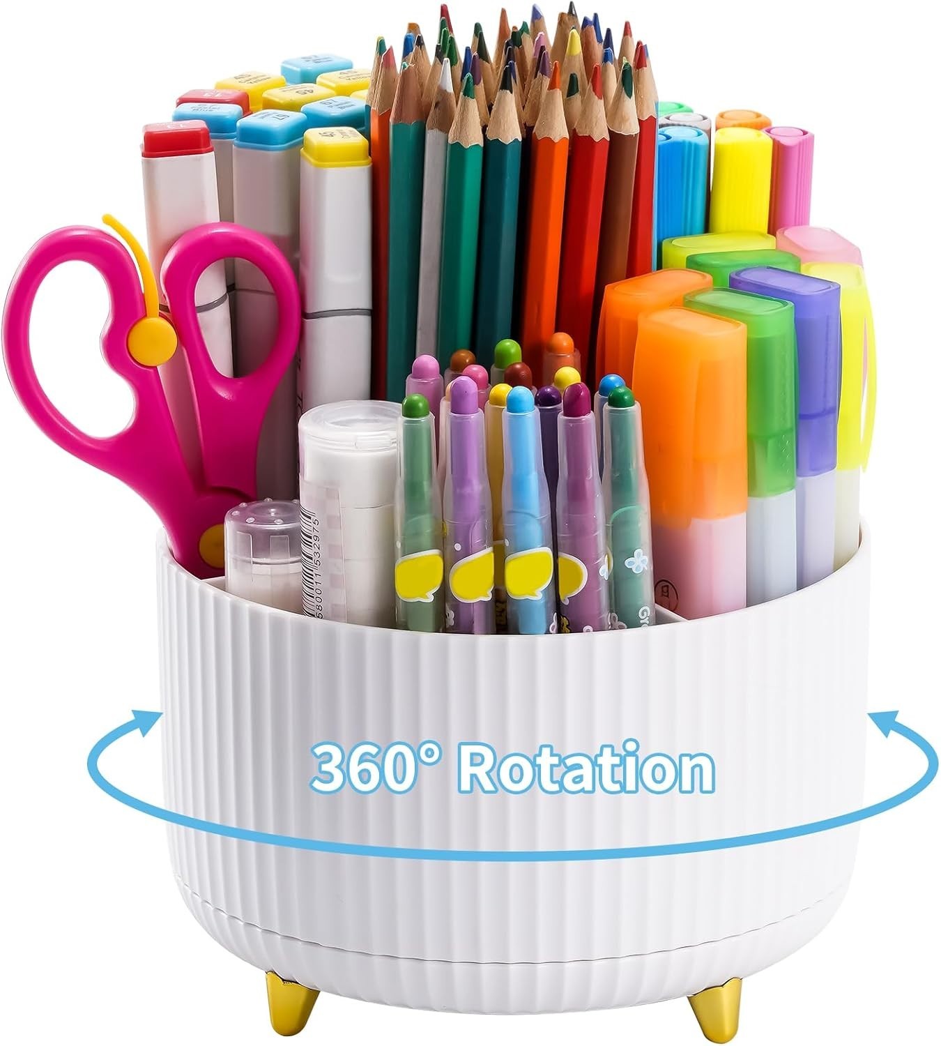 ABS Plastic Rotating Pen Holder – 5 Compartments for Office and Home