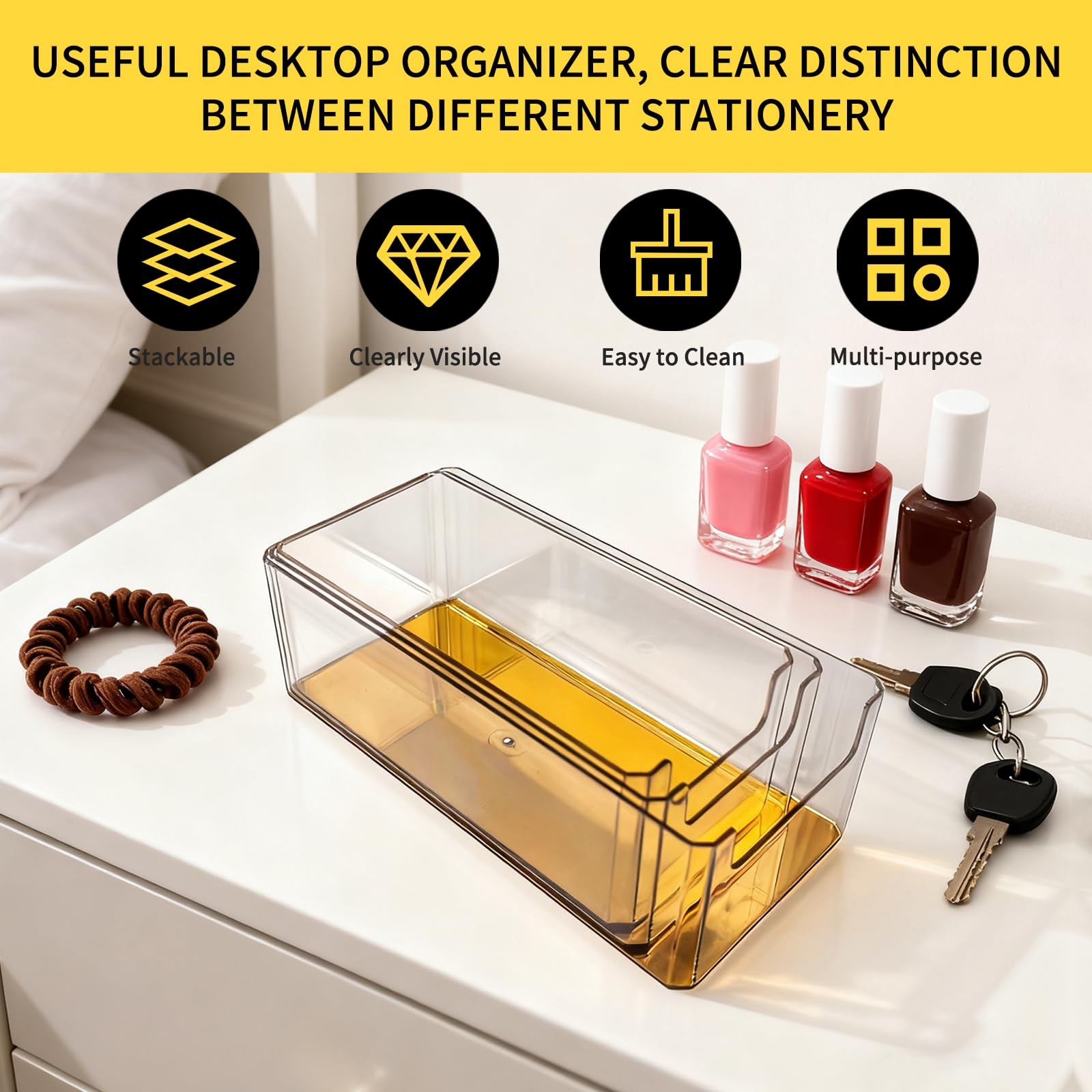 3pcs Plastic Drawer Organizer, 3 Sizes Desk Drawer Divider Organizers and Con…