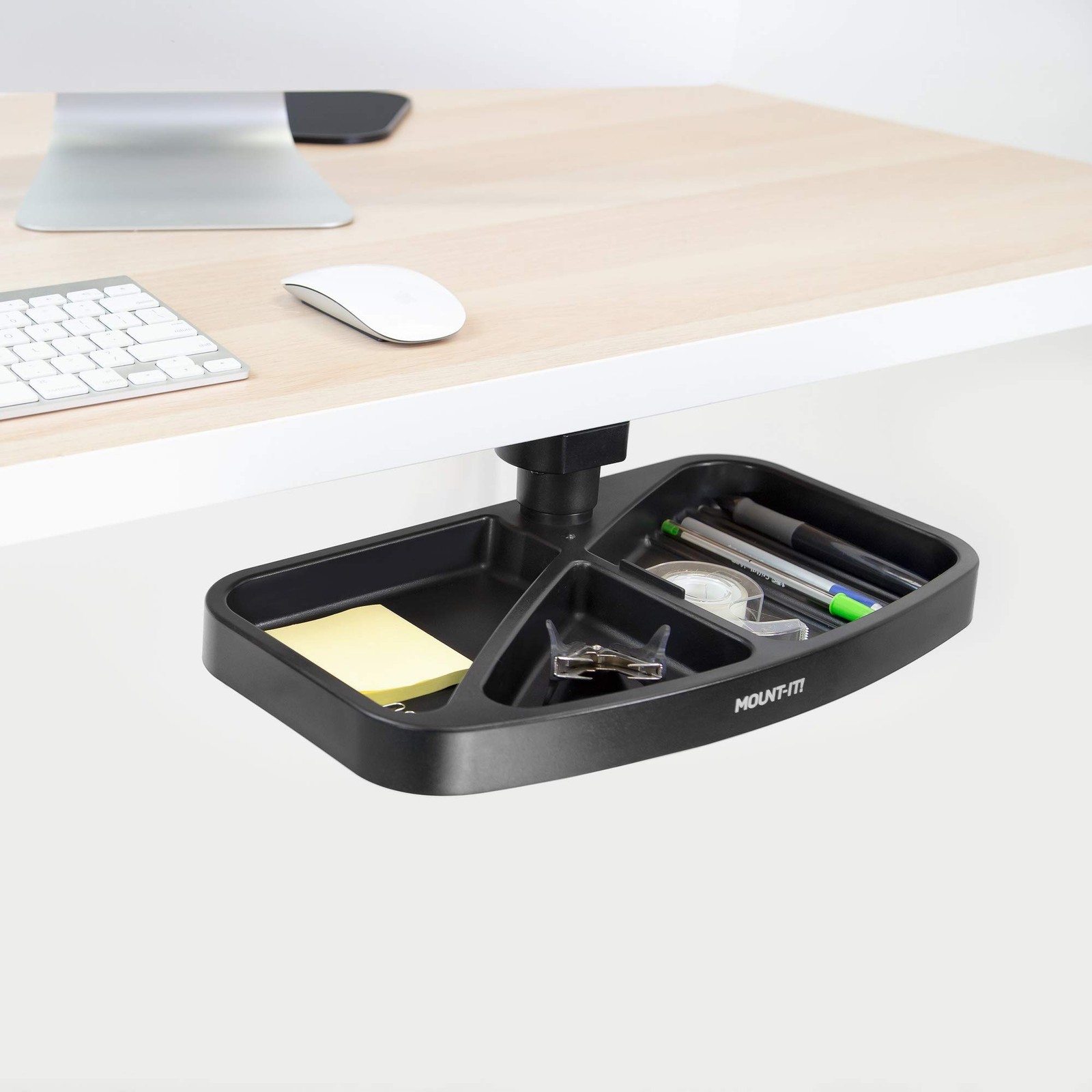 Mount-It! Under Desk Mounted Drawer, Swivel Tray for Paper Black