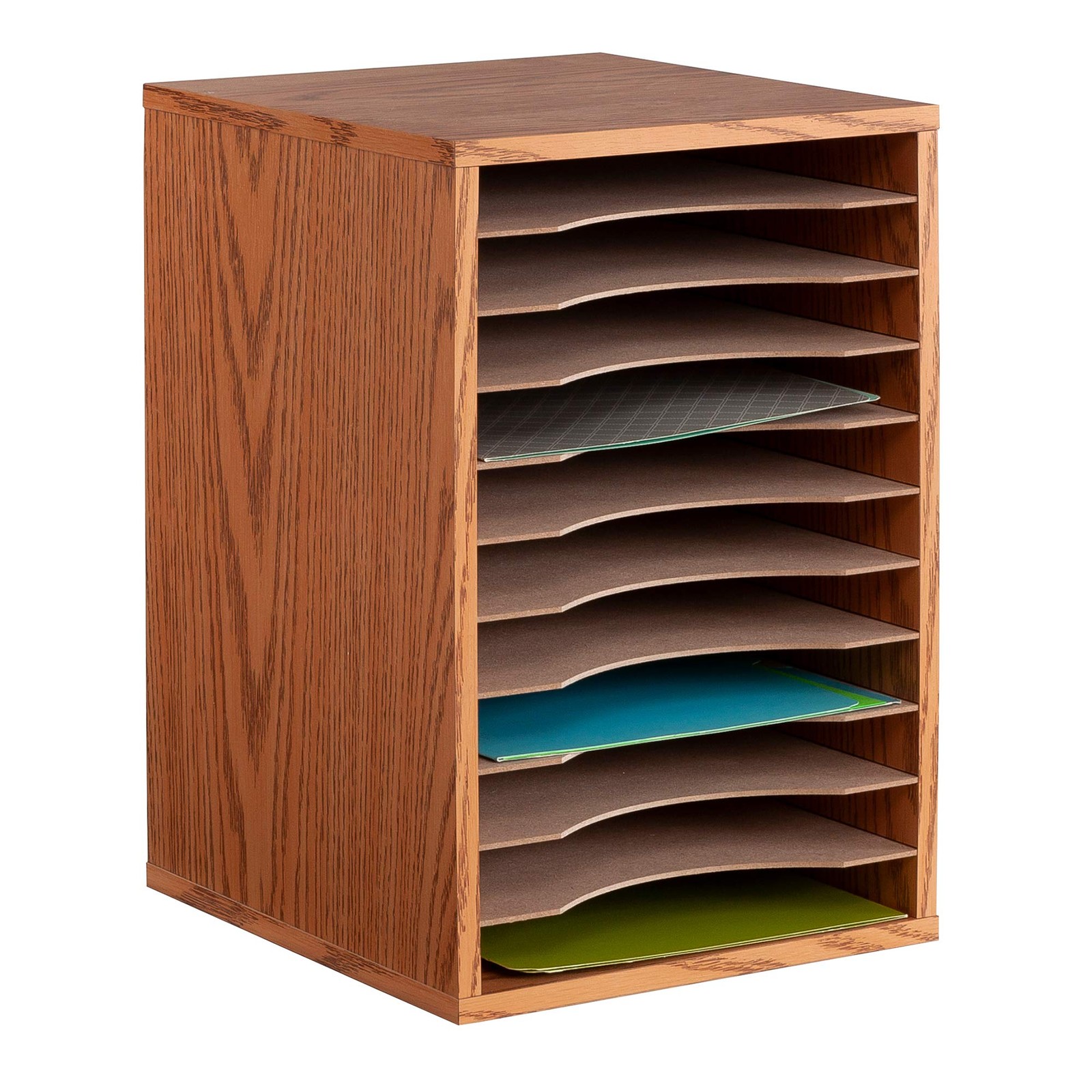 Vertical Desktop Sorter, Wooden Paper Organizer for Home Office and Classroom…