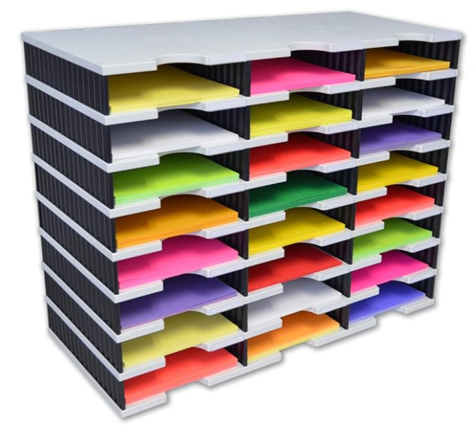 24 Compartment Desktop Literature Organizer Mail Document Sorter Office Tray