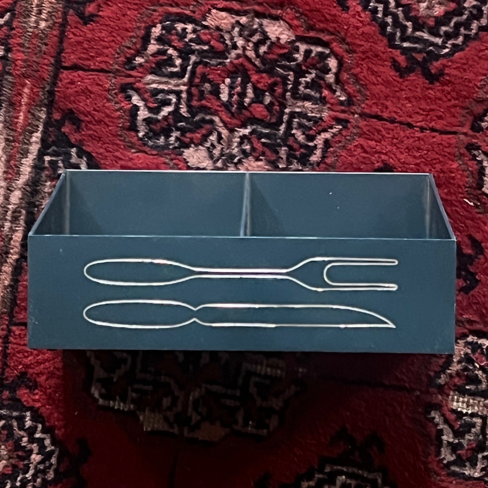 Vintage MCM Plastic Desk Organizer – 2 Compartment Bin –Made in Canada –Blue