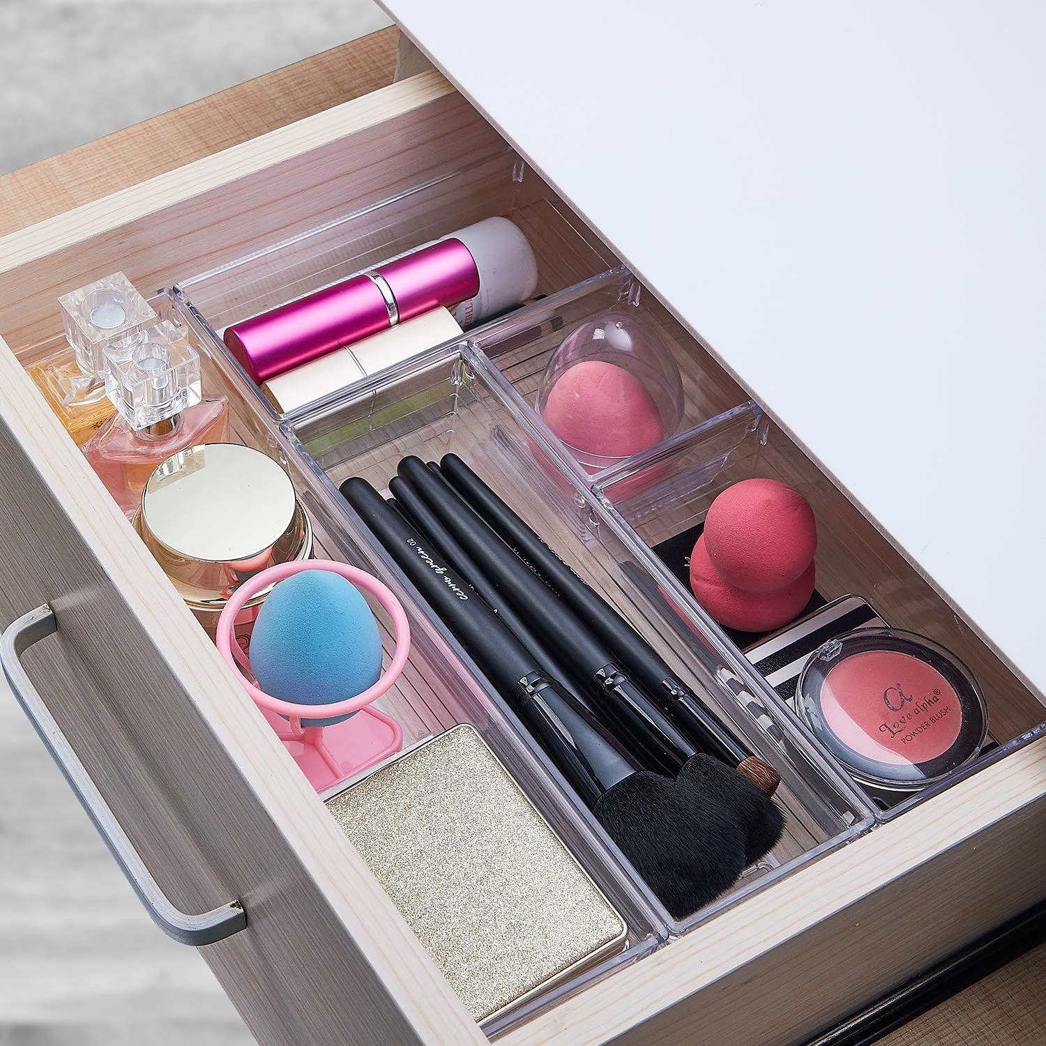 14 PCS Clear Plastic Drawer Organizer Tray for Makeup, Kitchen Utensils, Jewe…