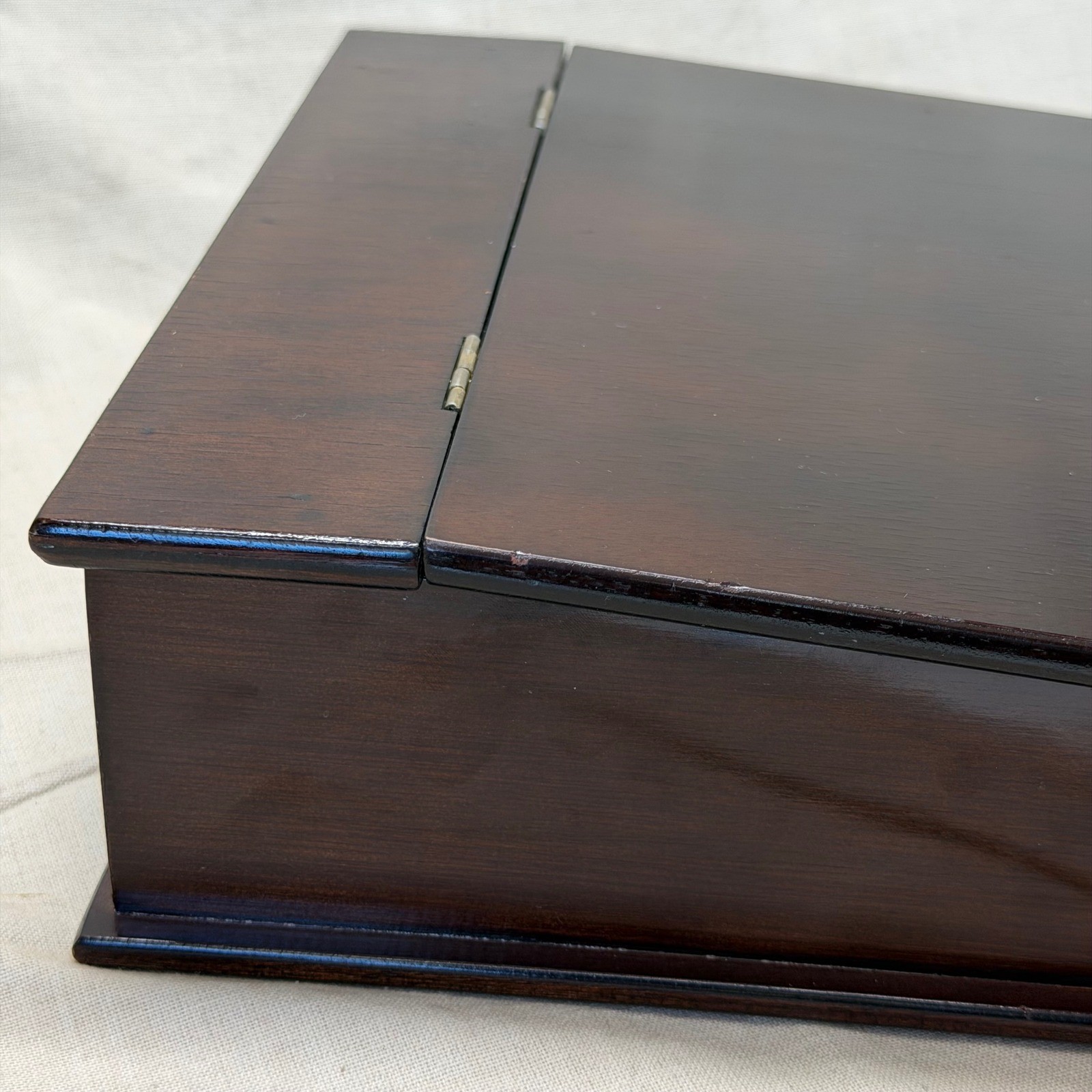 Vintage Wooden Lap Desk Writing Box Mahogany Finish Stationery Storage 1994