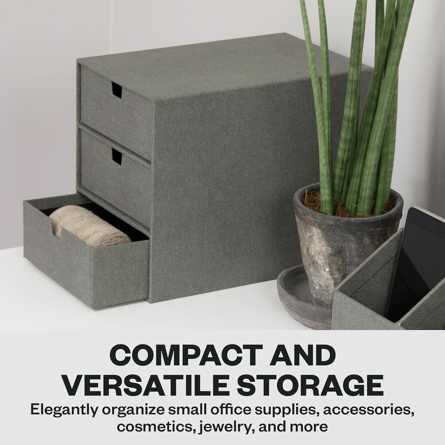 Ingrid 3 Drawer Canvas Fiberboard Desk Organizer for Office Supplies