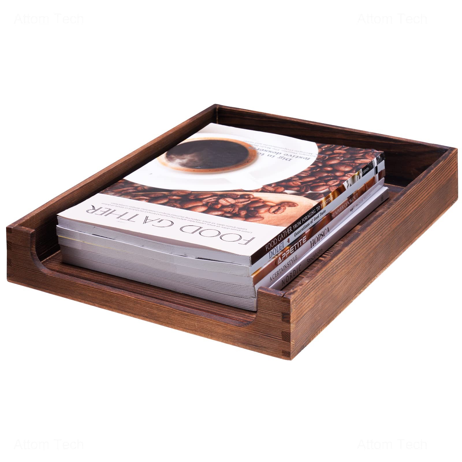 Rustic Burnt Wooden Letter Tray Natural Pine Wood Desktop Office Organizer