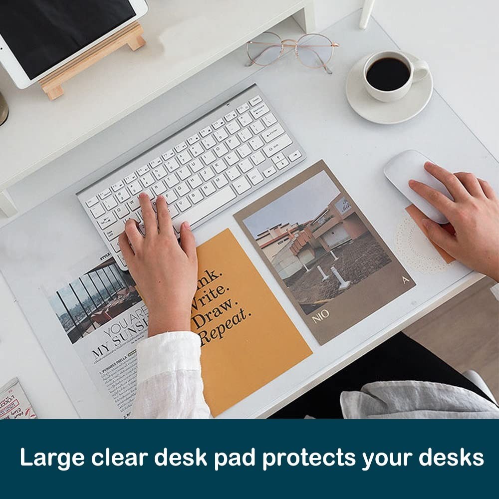 17×48 Multifunctional Desk Pad Clear PVC Plastic 17 x 48 inch, 1-clear Color