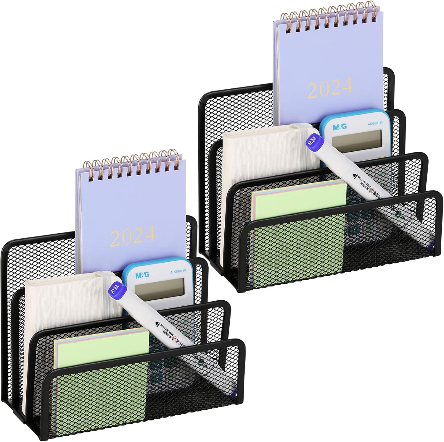 Metal Mesh Desk Mail Organizer 2 Pack Letter Paper File Holder Desktop Storage X
