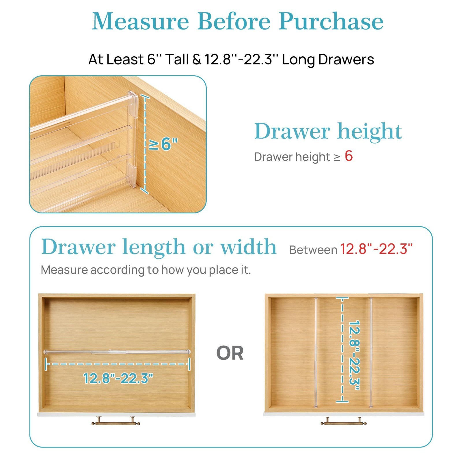 4 Pack Adjustable Drawer Dividers 6″ Tall, Expandable Organizers for Deep Drawer