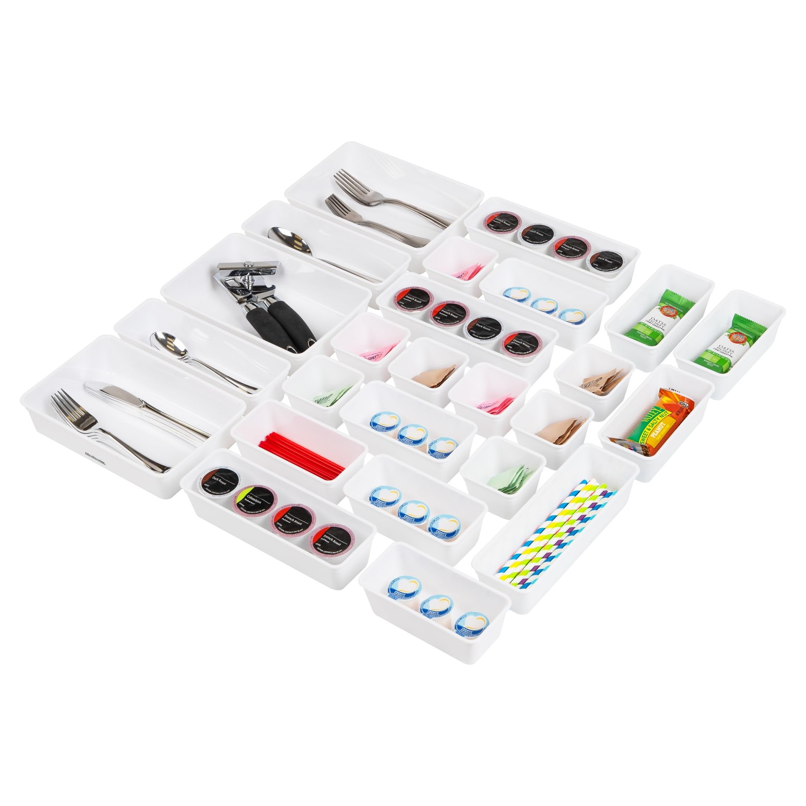 Mind Reader 25-Piece Drawer Organizer Set Storage Trays For Kitchen Bathroom