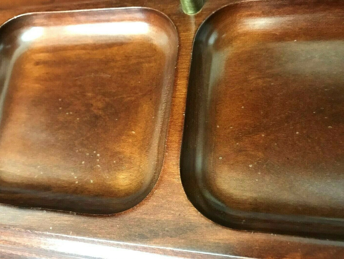 Bombay Co 1996 2 Tier Wood Office Desktop Organizer Dresser Tray Brass Corners