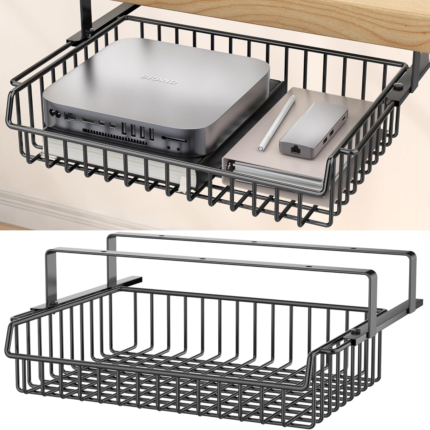 Slide Out Under Desk Drawer Metal Storage Organizer