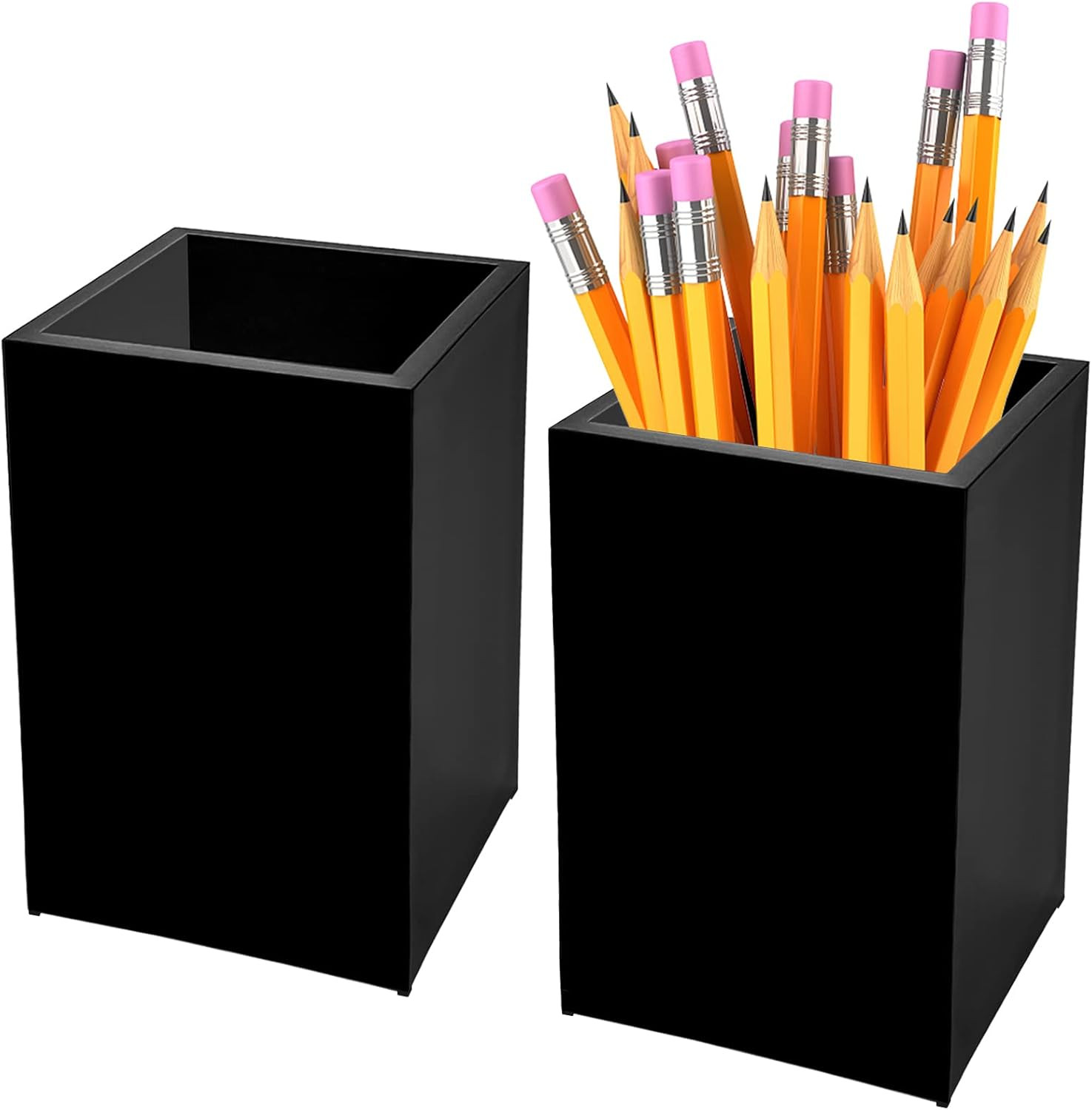 2 Pz Portalapices Acrilico Organizador Escritorio Brochas Oficina 2.6×2.6x4in
