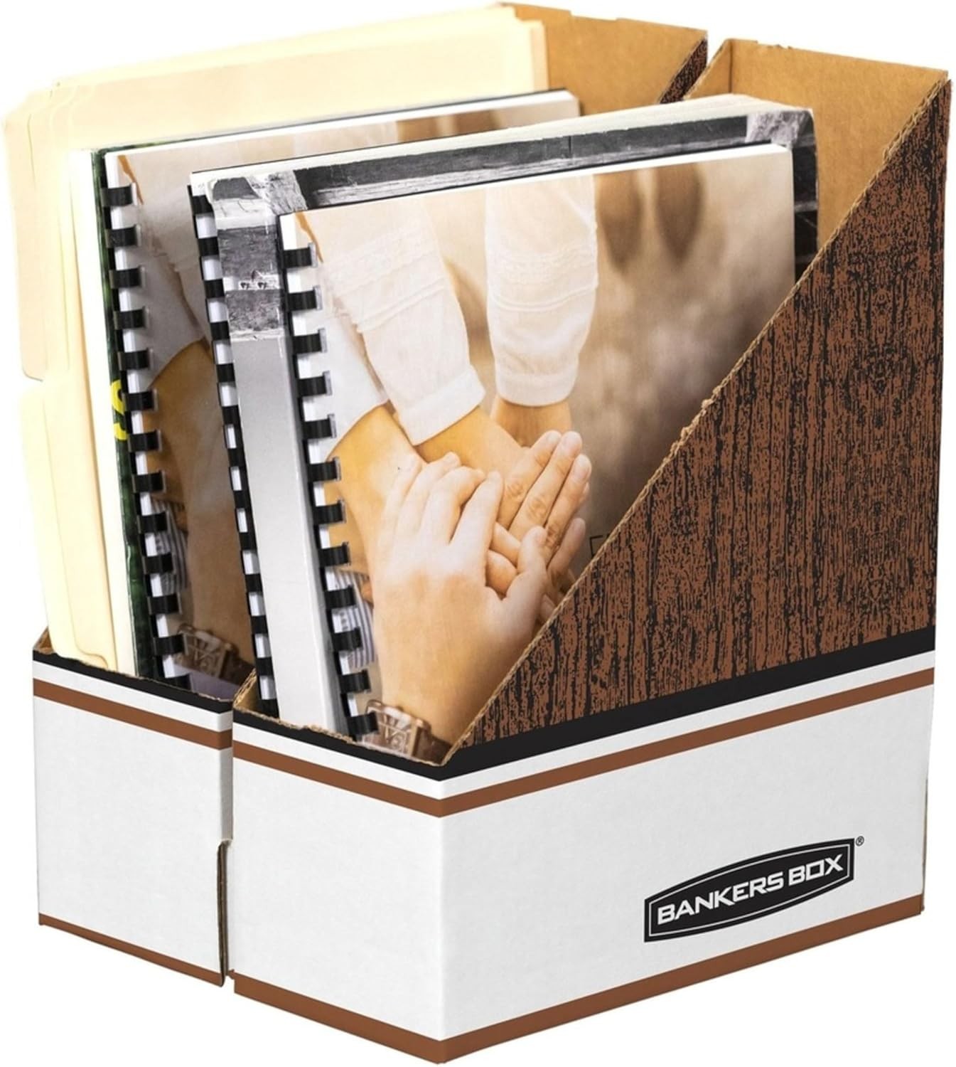 12 Pieces Magazine File Holders Oversized Letter Wood Grain Heavy Duty Organizer
