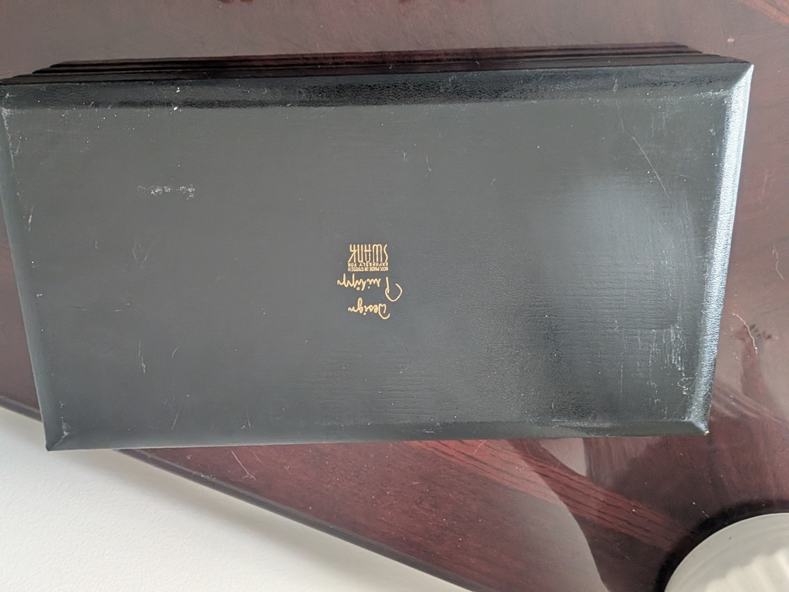 Swank Men’s Black Cufflink Case Jewelry Box Gold Trim Sweden Philippi vintage