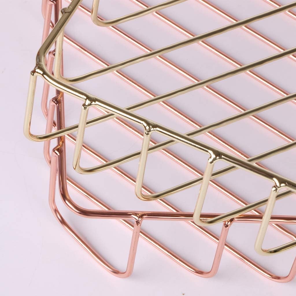 Metal Paper Tray Desk Organizer Large Capacity Letter File Gold 12.5×9.4×1.9