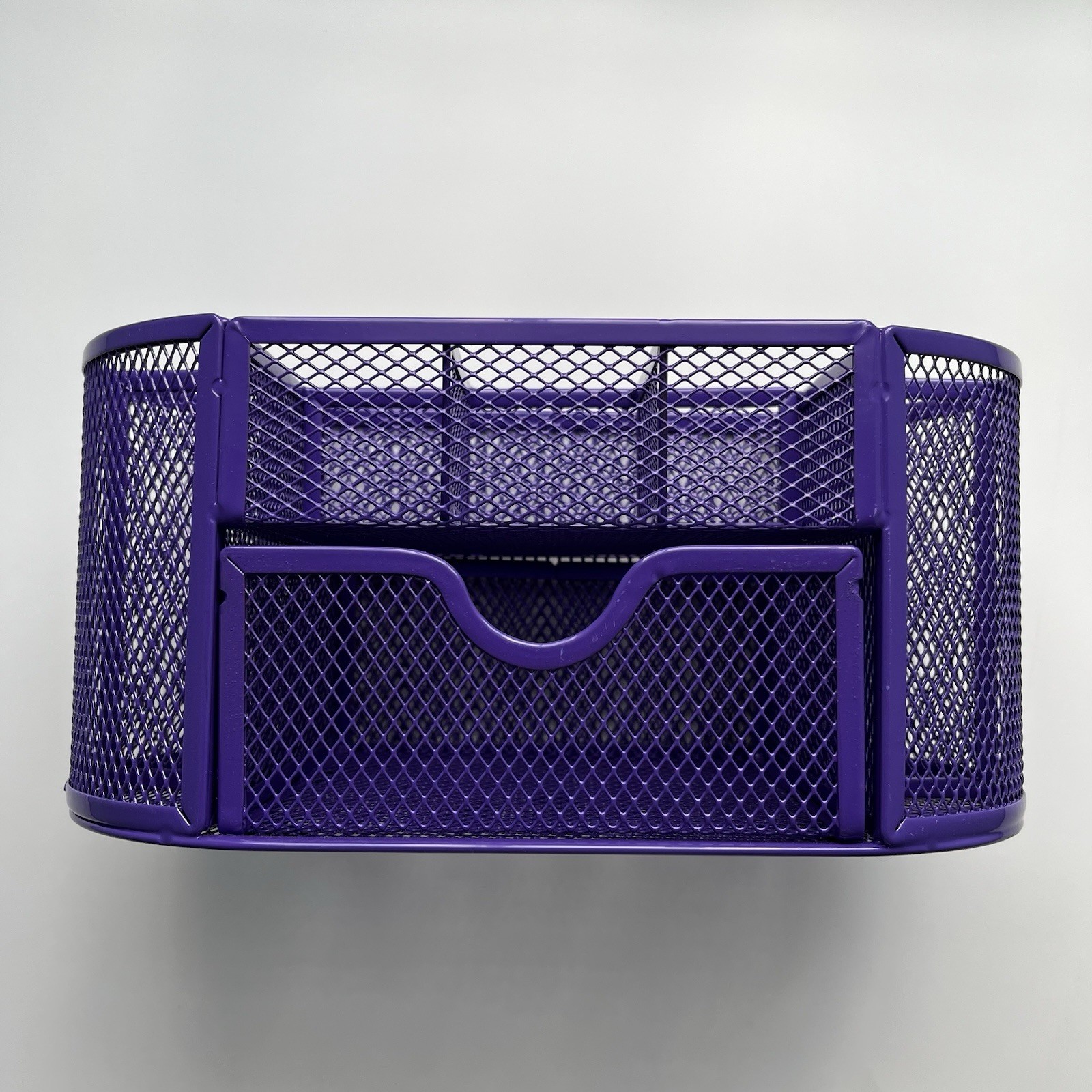 Metal Mesh Purple Pen Holder and Desk Organizer, Office Caddy Storage w/ Drawer