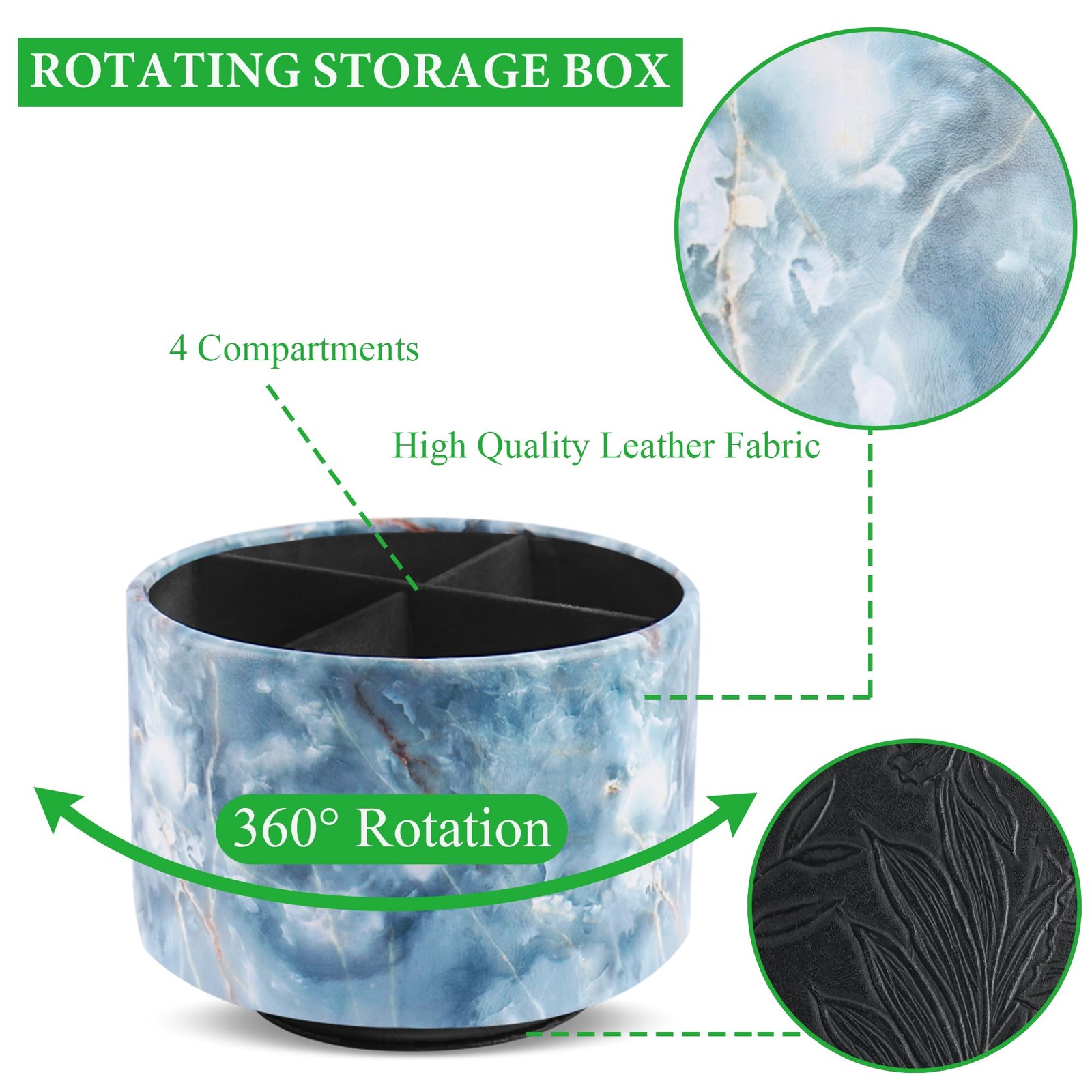 Round Leather Art Supply Organizer,Remote Control Holder,360-degree Rotating …