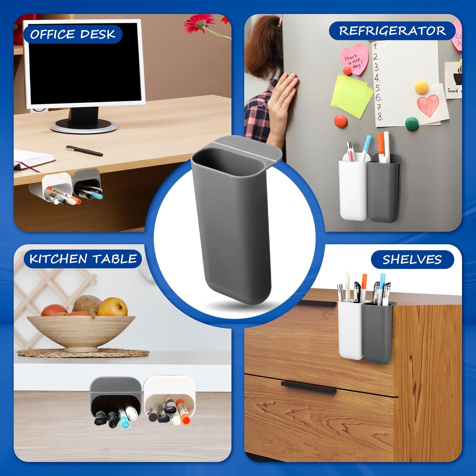 Resurhang 6 Pcs Monitor Pen Pencil Holders DIY Screen Holder Gray, White
