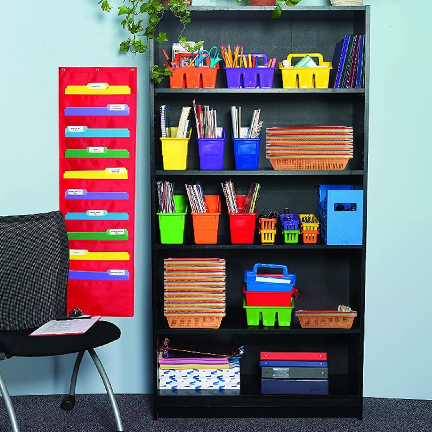 24 Pack Classroom Storage Baskets Pencil Organizer Bins 13.5 x 10 x 3 Inch Paper