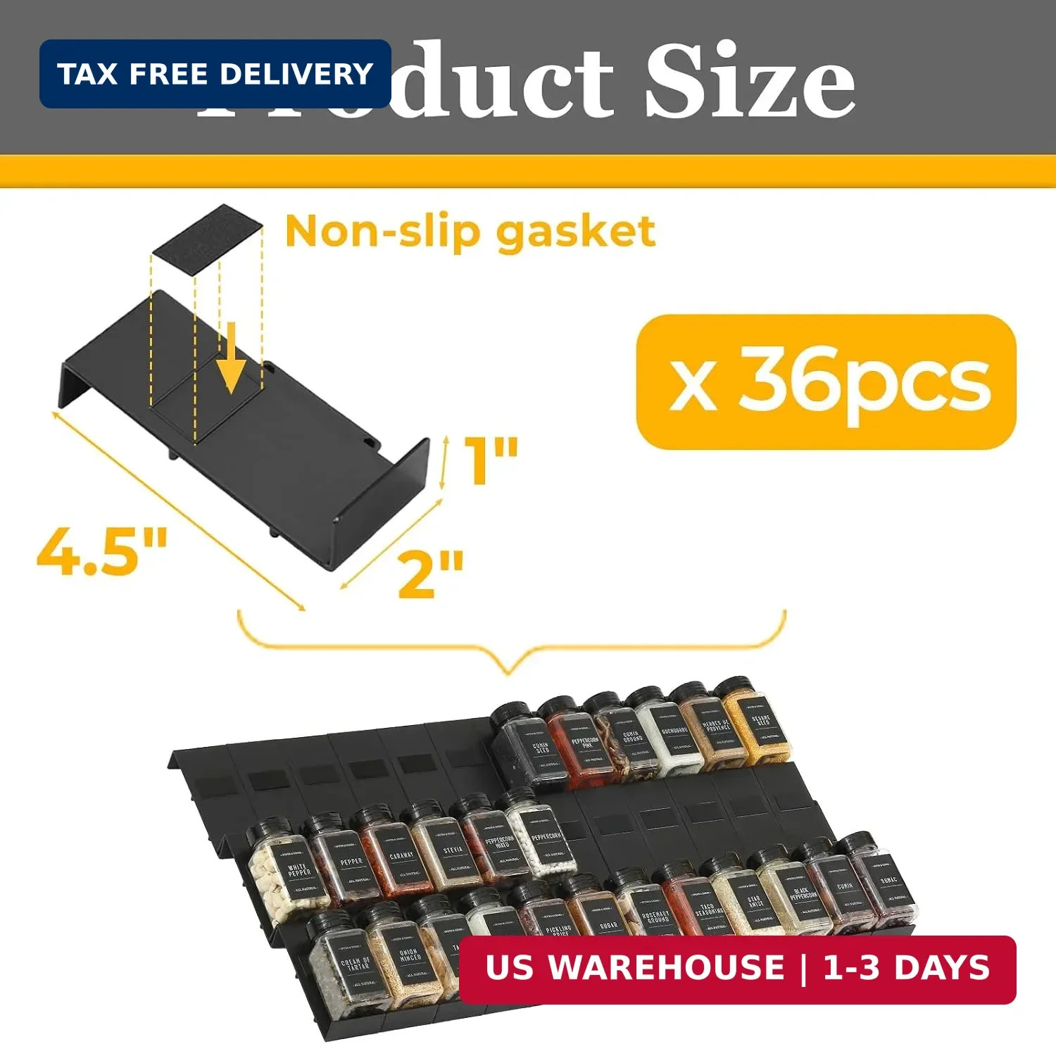 Famhap Spice Drawer Organizer Expandable 36 PCS, Fits 2″-72″ Wide Drawer | Inter