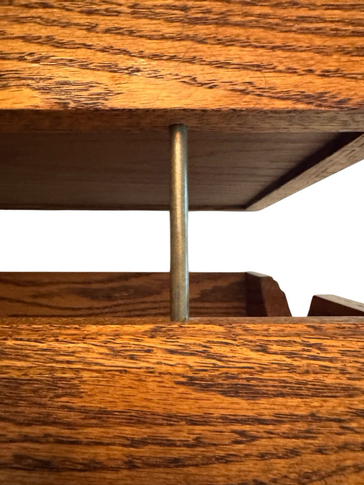 Mid Century Vintage Solid Oak 2 Tier Legal Letter Document Tray Desk Organizer