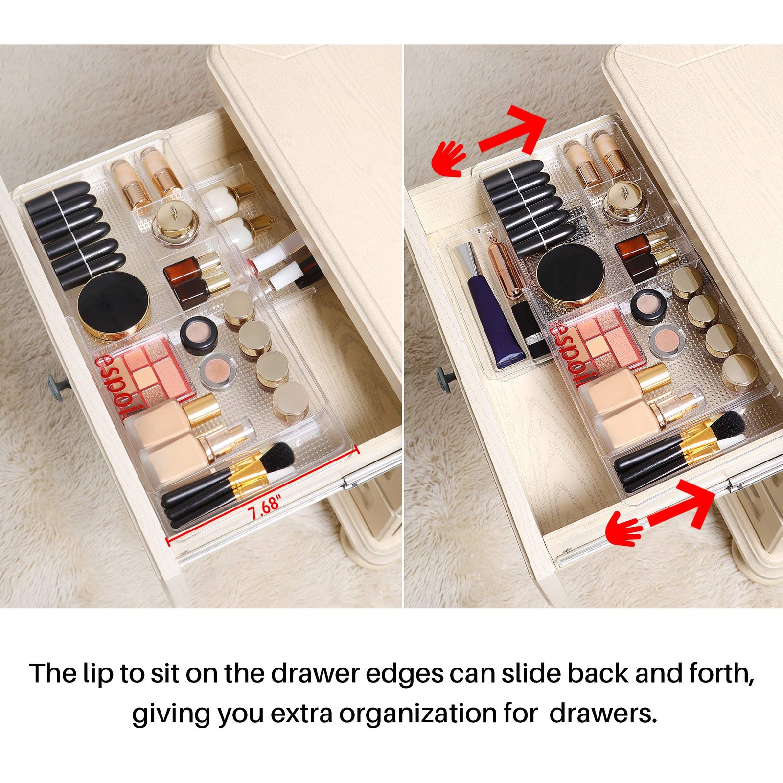 Oubonun Expandable Drawer Organizer 11.1 To 19.2 Width Shallow Cosmetic