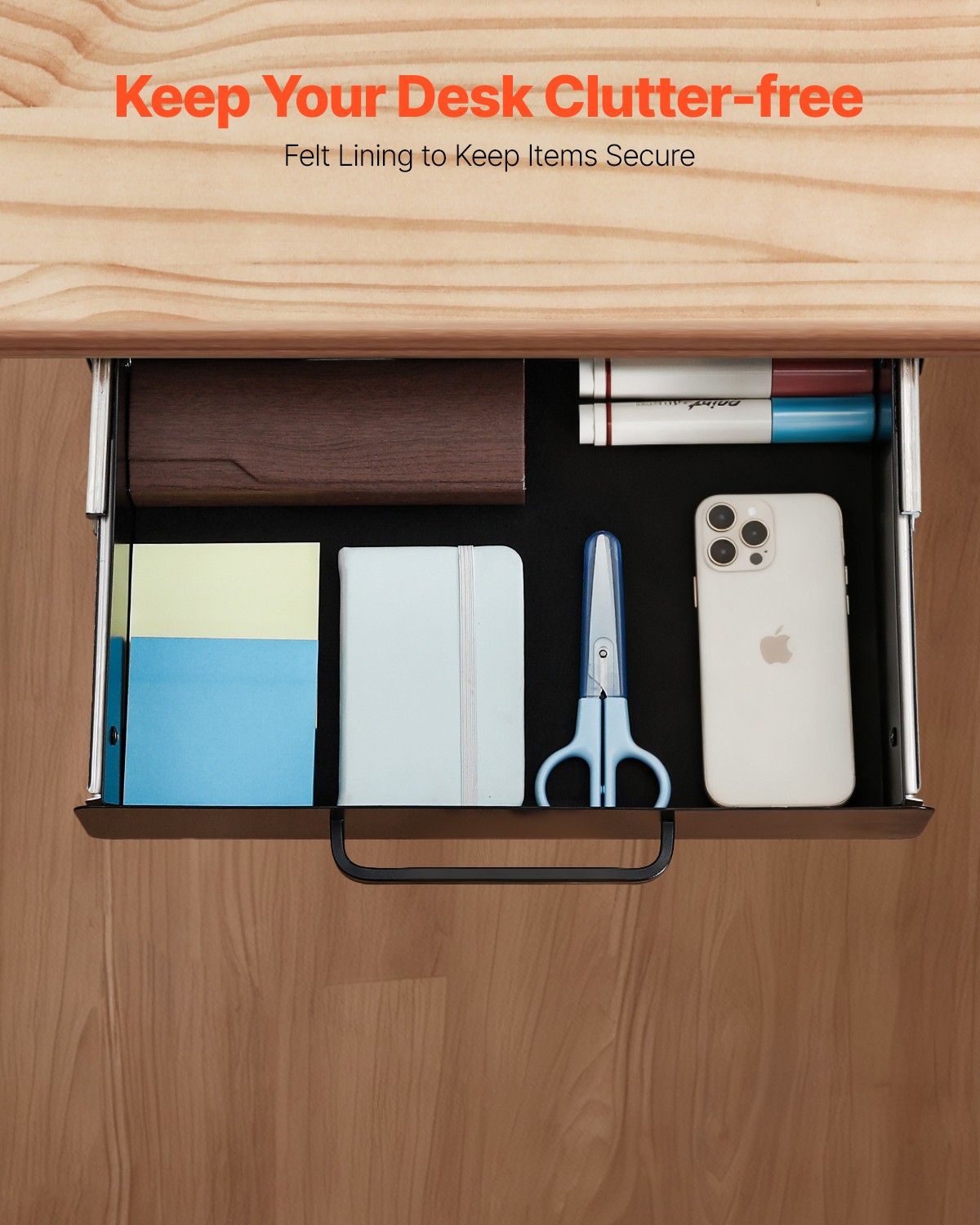 VEVOR 13 in Under Desk Drawer Organizer Slide-out Drawer Space Saver for Office