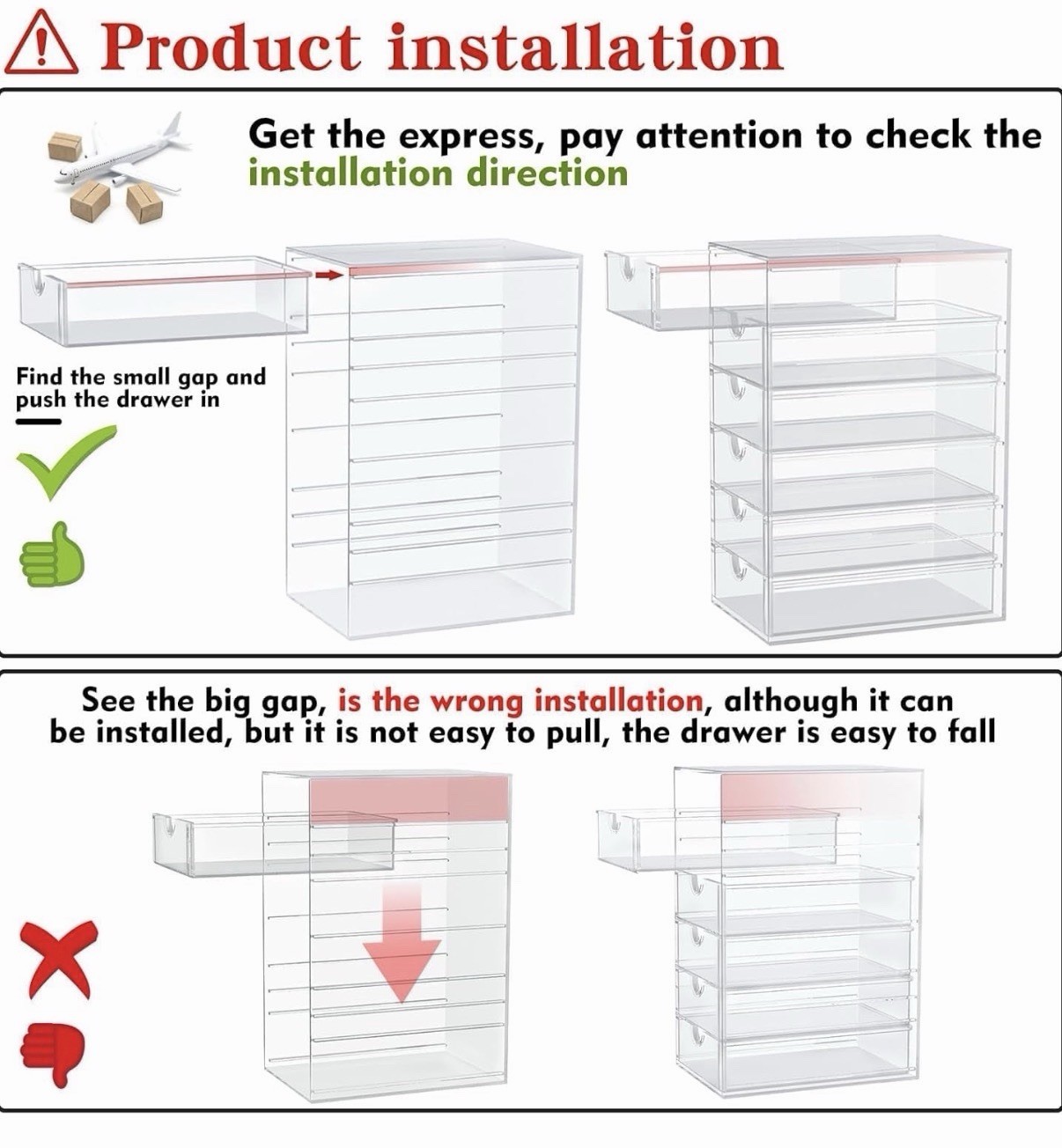 16 Drawer Clear Makeup Organizer Desk Storage for Cosmetics Jewelry Pens New